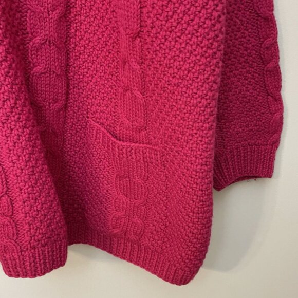 Vintage LL Bean Women’s 100% Wool Sweater Fisherman Cable Knit XL Pockets - Picture 3 of 16